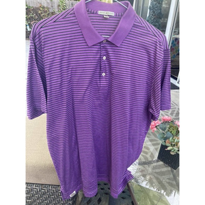 Peter Millar Polo Short Sleeve Golf Shirt‎ Purple/Black Striped Men’s Size XL